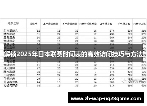 解锁2025年日本联赛时间表的高效访问技巧与方法
